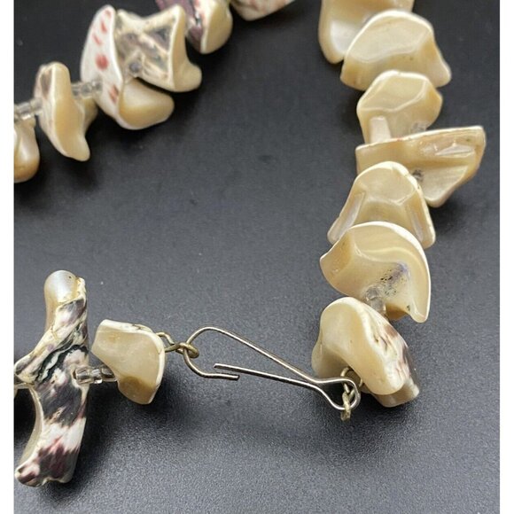 Les Bernard Style Necklace Boho Polished Shell Beaded 29" Natural Seashell Beach - Picture 4 of 7